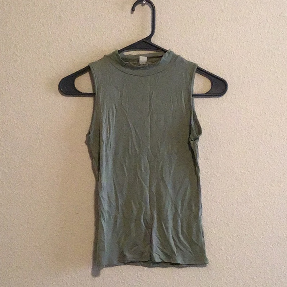 High neck olive green tank